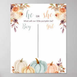 Rustic Pumpkin Gender Reveal Voting Board Poster