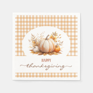 Rustic Pumpkin Happy Thanksgiving Serviette