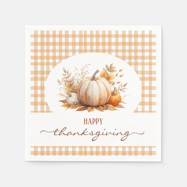 Rustic Pumpkin Happy Thanksgiving Serviette (Vorderseite)