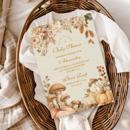 Rustic Pumpkin Mushroom Baby Dusche Einladung