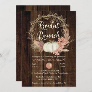 Rustic Pumpkin Pampas Wreath Bridal Brunch Dusche Einladung