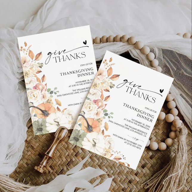 Rustic Pumpkin Thanksgiving Dinner Invitation Save The Date (Von Creator hochgeladen)