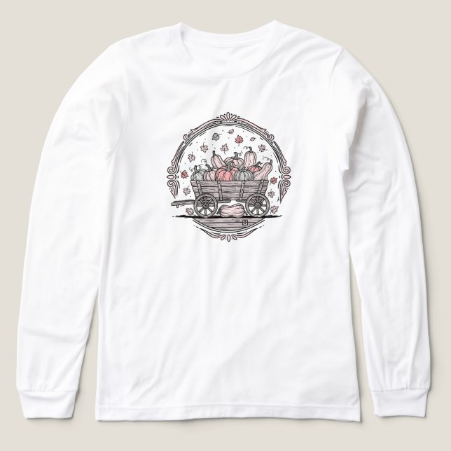 Rustic Pumpkin Wagon - Folk Art | NUR WEISS Tri-Blend Shirt (Design Vorderseite)