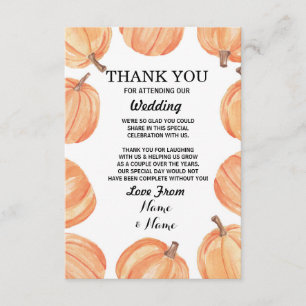 Rustic Pumpkin Wedding danke You Card Verlobung Einladung