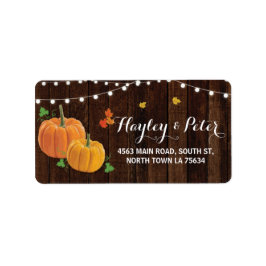 Rustic Pumpkin Wood Address Lights Labels Stickers Adressaufkleber