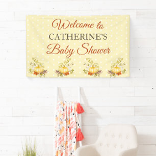 Rustic Pumpkin Yellow Punkt Baby Dusche Willkommen Banner