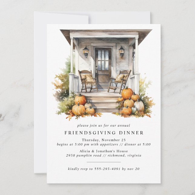 Rustic Pumpkins | Modern Cozy Fall Friendsgiving Einladung (Vorderseite)
