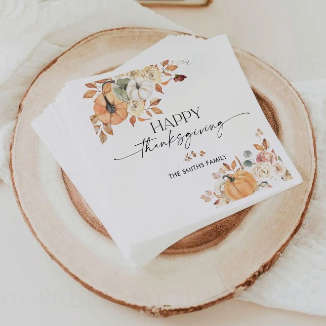 Rustic Pumpkins Thanksgiving Dinner Paper Napkin Serviette (Von Creator hochgeladen)