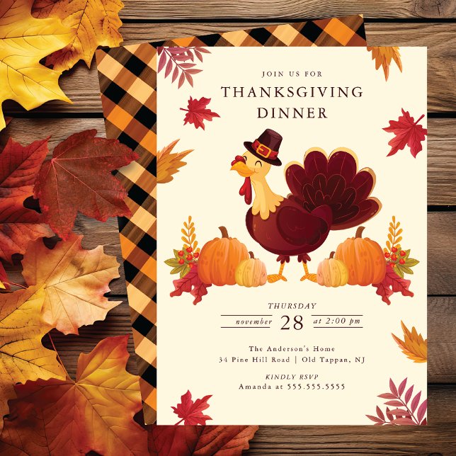 Rustic Pumpkins & Turkey Thanksgiving Invitation Einladung (Von Creator hochgeladen)