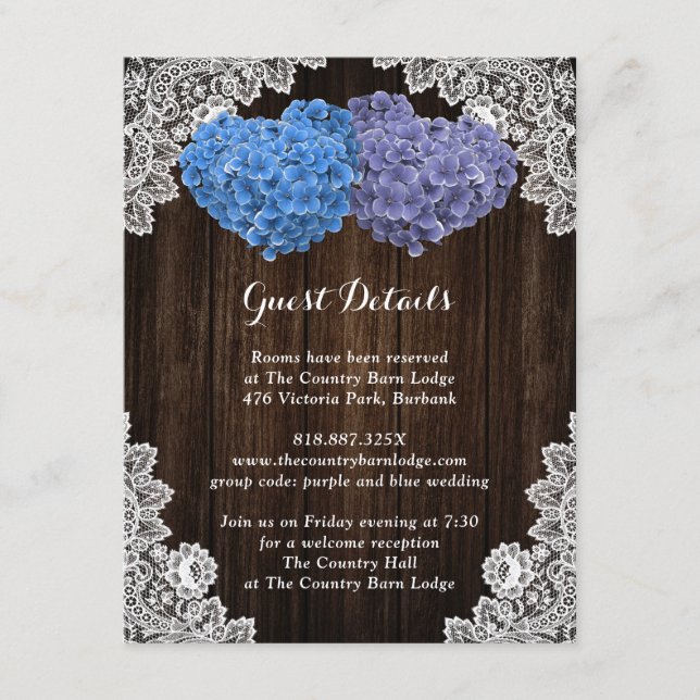 Rustic Purple and Blue Floral Enclosure Card Begleitkarte (Vorderseite)