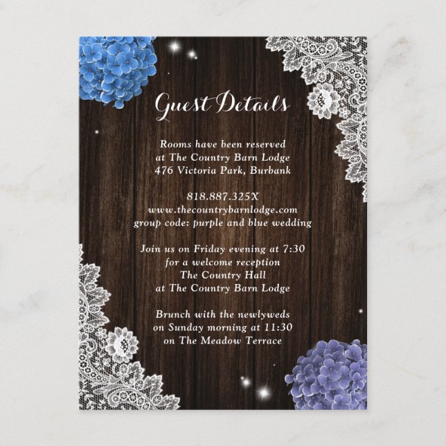 Rustic Purple and Blue Floral Enclosure Card Begleitkarte (Vorderseite)