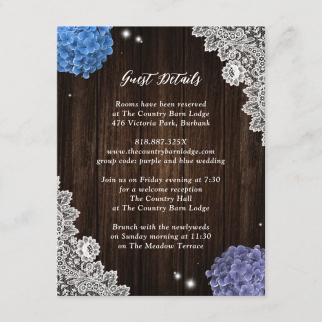 Rustic Purple and Blue Floral Enclosure Card Begleitkarte (Vorderseite)