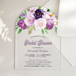 Rustic Purple Floral Bridal Shower Acryleinladungen