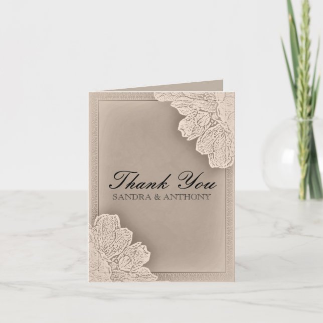 Rustic Raised Floral Wedding Danke (Vorderseite)