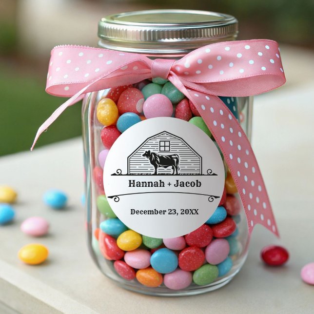 Rustic Ranch Western Country Cowboy Wedding Quadratischer Aufkleber (Von Creator hochgeladen)