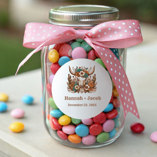 Rustic Ranch Western Country Cowboy Wedding Runder Aufkleber