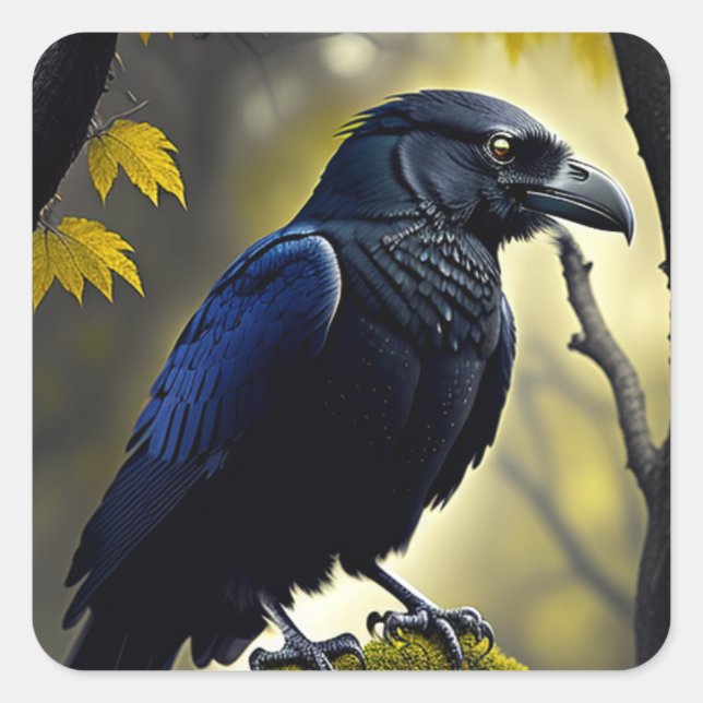 Rustic Raven - Natures Guardian Quadratischer Aufkleber (Vorderseite)