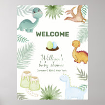Rustic Rawr Vulkan Dinosaur Baby Shower Willkommen