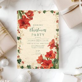 Rustic Red Amaryllis Christmas Einladung