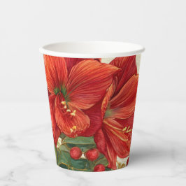 Rustic Red Amaryllis Christmas Pappbecher
