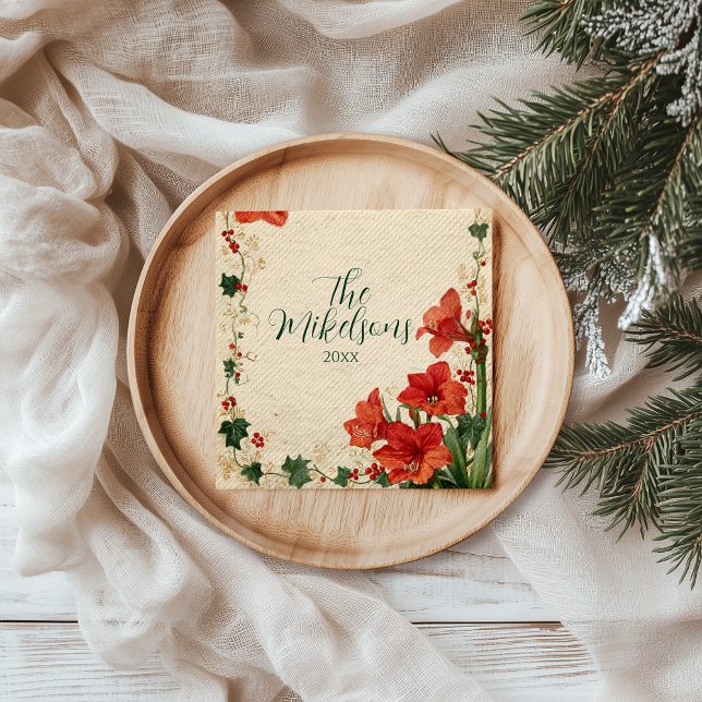 Rustic Red Amaryllis Christmas Serviette (Von Creator hochgeladen)