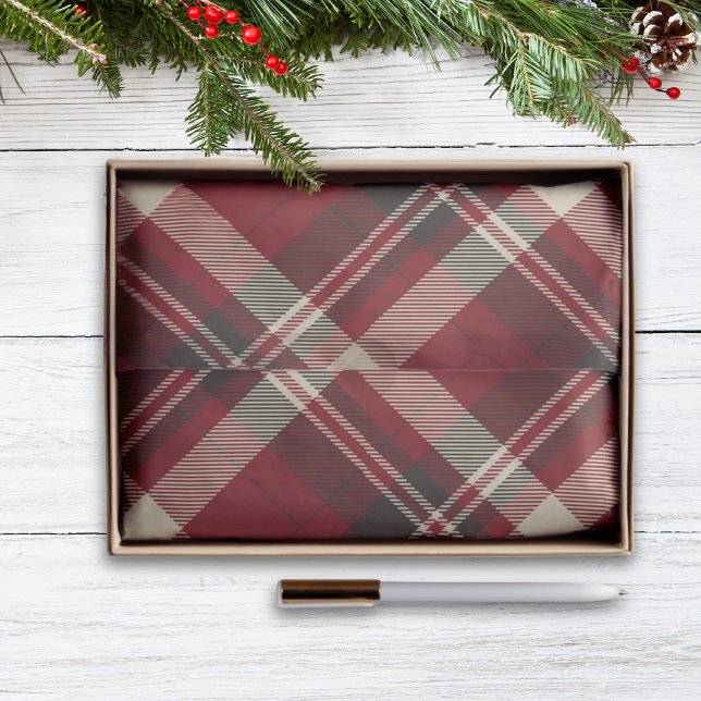 Rustic Red and Green Tartan Plaid Christmas Seidenpapier (Von Creator hochgeladen)
