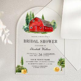 Rustic Red Barn Rural Farm Bridal Shower Acryleinladungen