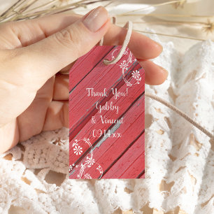 Rustic Red Barn Wood Country Wedding Favor Tag Geschenkanhänger