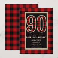 Rustic Red Black Büffel Karo 90. 90. Geburtstag