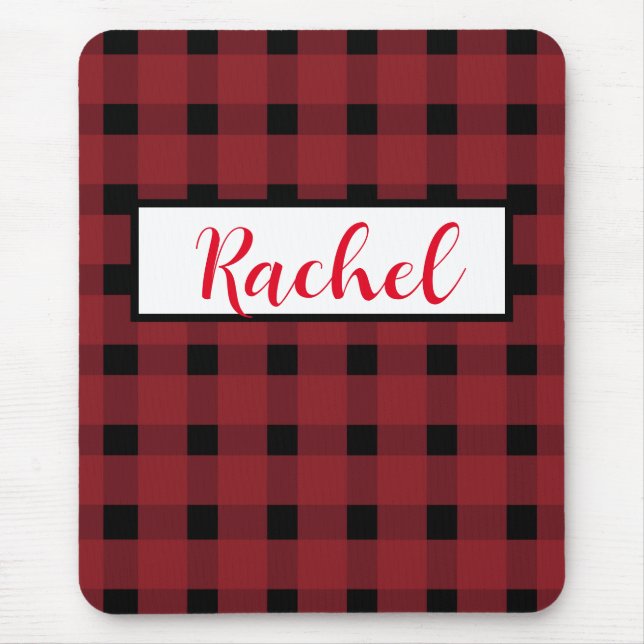 Rustic Red Black Gingham Mousepad (Vorne)