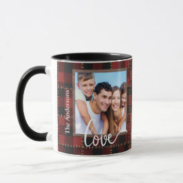 Rustic Red Buffalo Plaid Customizable Family Photo Tasse