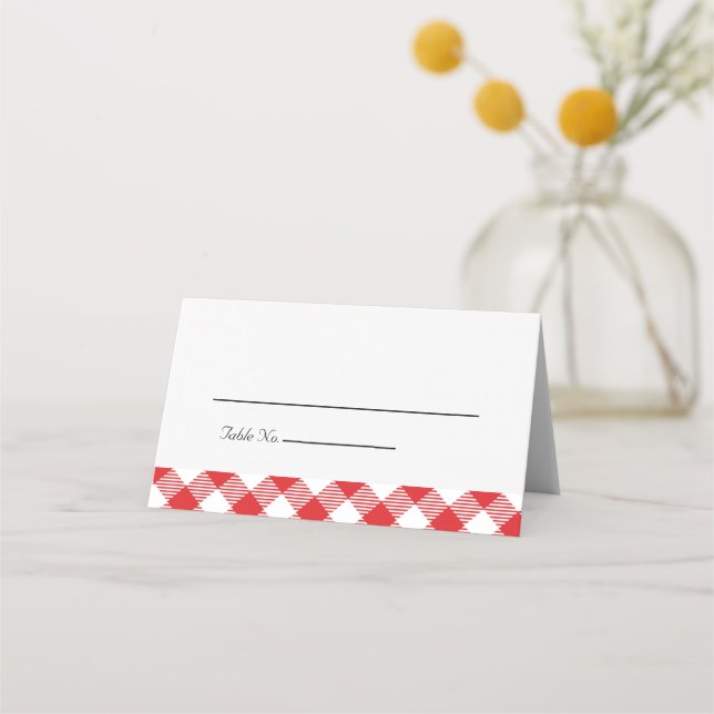 Rustic Red Gingham I Do GRILLEN Wedding Platzkarte (Vorderseite)
