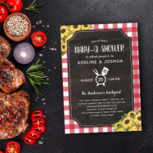 Rustic Red Gingham Sunflowers Baby-Q Dusche