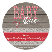 Rustic Red Gingham Wood Girl Baby ShowGRILLEN