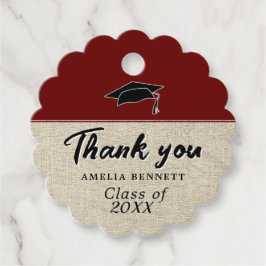 Rustic Red Graduate Cap Abschluss Vielen Dank Geschenkanhänger