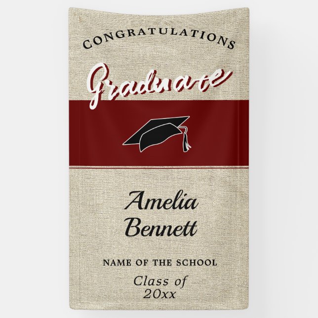 Rustic Red Gratulation Graduation Party P Banner (Vertikal)