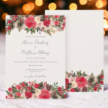 Rustic Red green Floral Winter Wedding