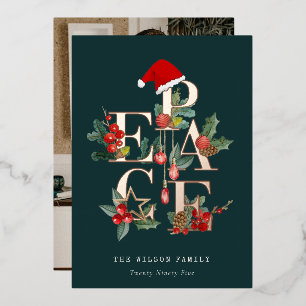 Rustic Red Green Foto Peace Christmas Folies Folien Feiertagskarte