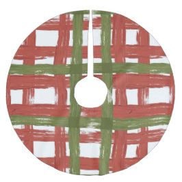 Rustic Red & Green on Winter White Polyester Weihnachtsbaumdecke
