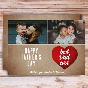 Rustic Red Heart Bester Vater Aller Zeiten Daddy 2 Karte