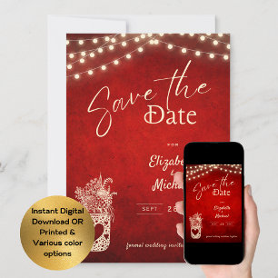 Rustic Red Mason Jar Save the Date digital gedruck Einladung