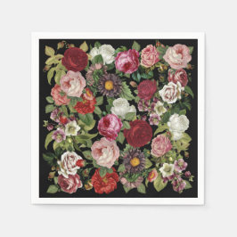 Rustic Red Pink Floral Greenery Colorful Party Serviette