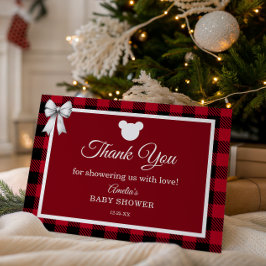 Rustic Red Plaid Merry Little Baby Shower Dankeskarte
