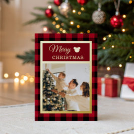 Rustic Red Plaid Merry Little Baby Shower Folien Feiertagskarte