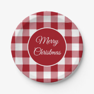 Rustic Red Plaid Muster Weihnachten Pappteller