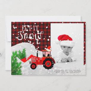 Rustic Red Tractor FOTO Christmas Buffalo Kariert Karte