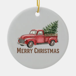 Rustic Red Truck Christmas Farmhouse Pine Tree Keramik Ornament