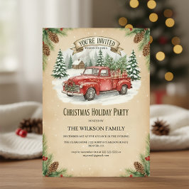 Rustic Red Truck Christmas Holiday Party Einladung