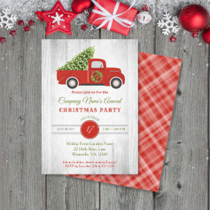 Rustic Red Truck Tree Company Weihnachten Party Einladung