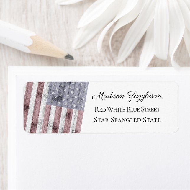 Rustic Red White Blue Wood USA Fahne Amerika (Insitu)